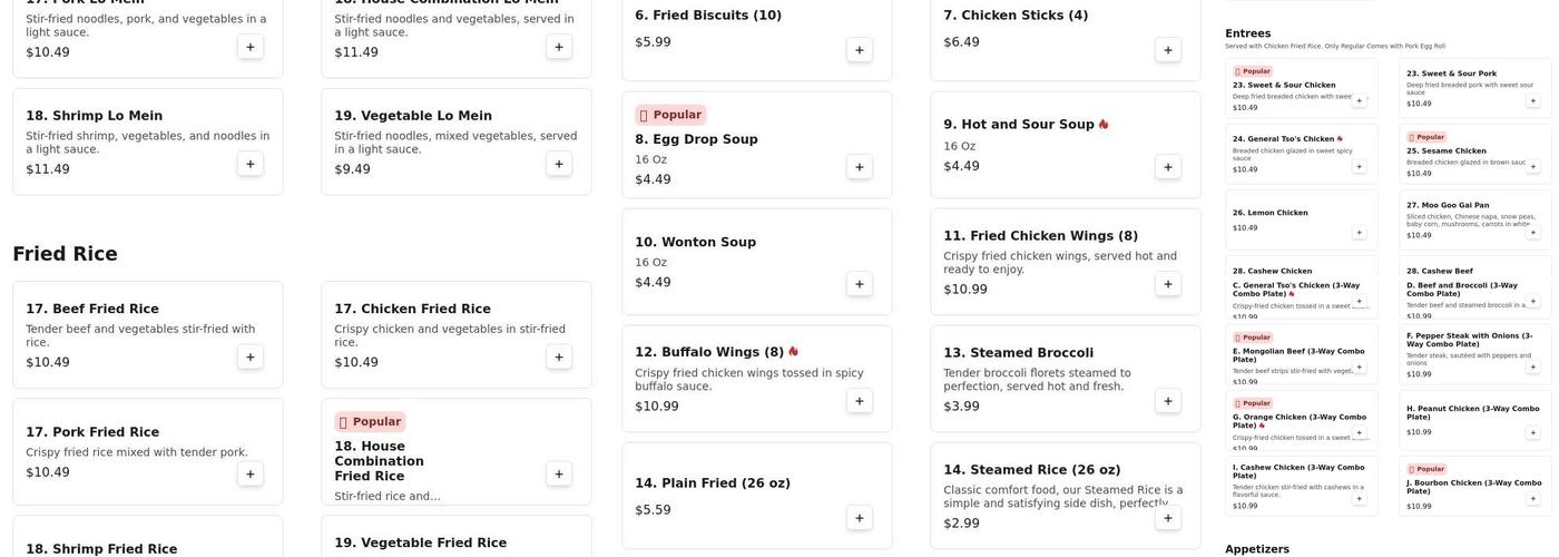 Asian Chef Delivery Menu