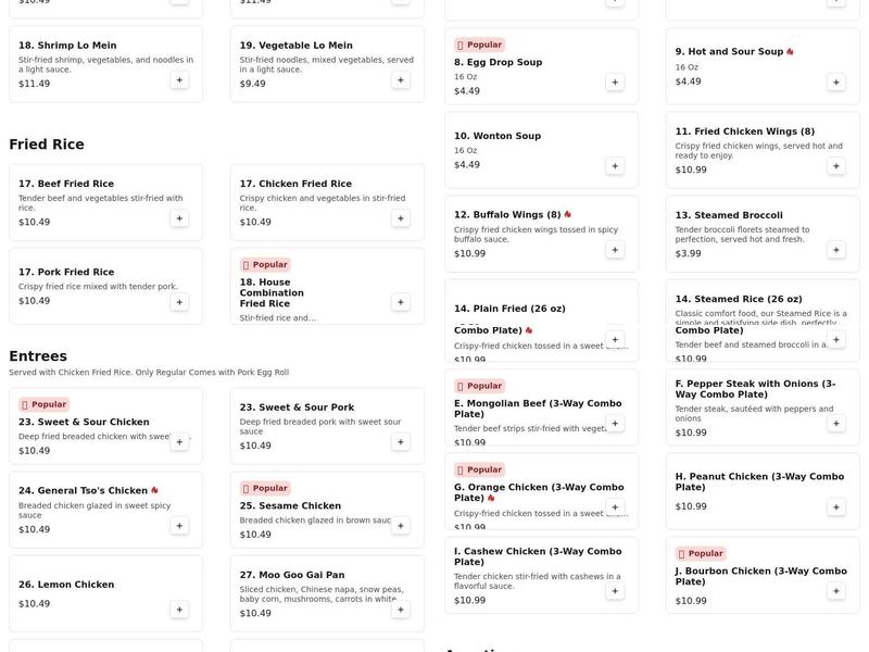 Asian Chef Delivery Menu