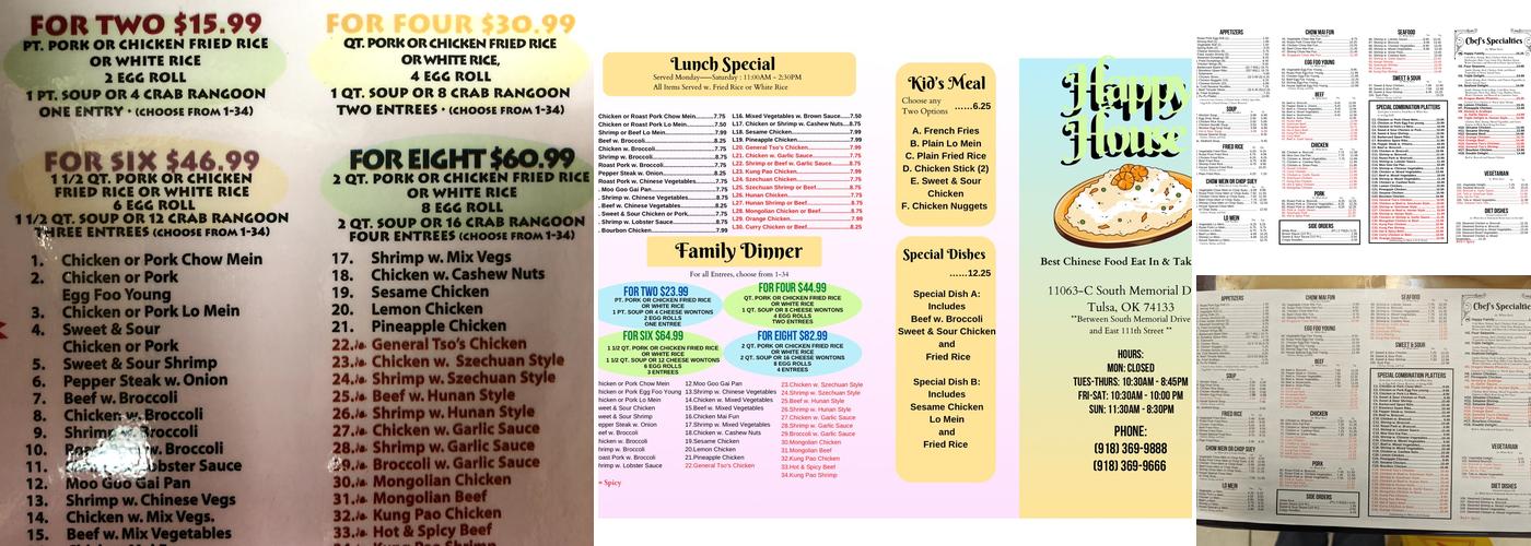 Happy House Menu