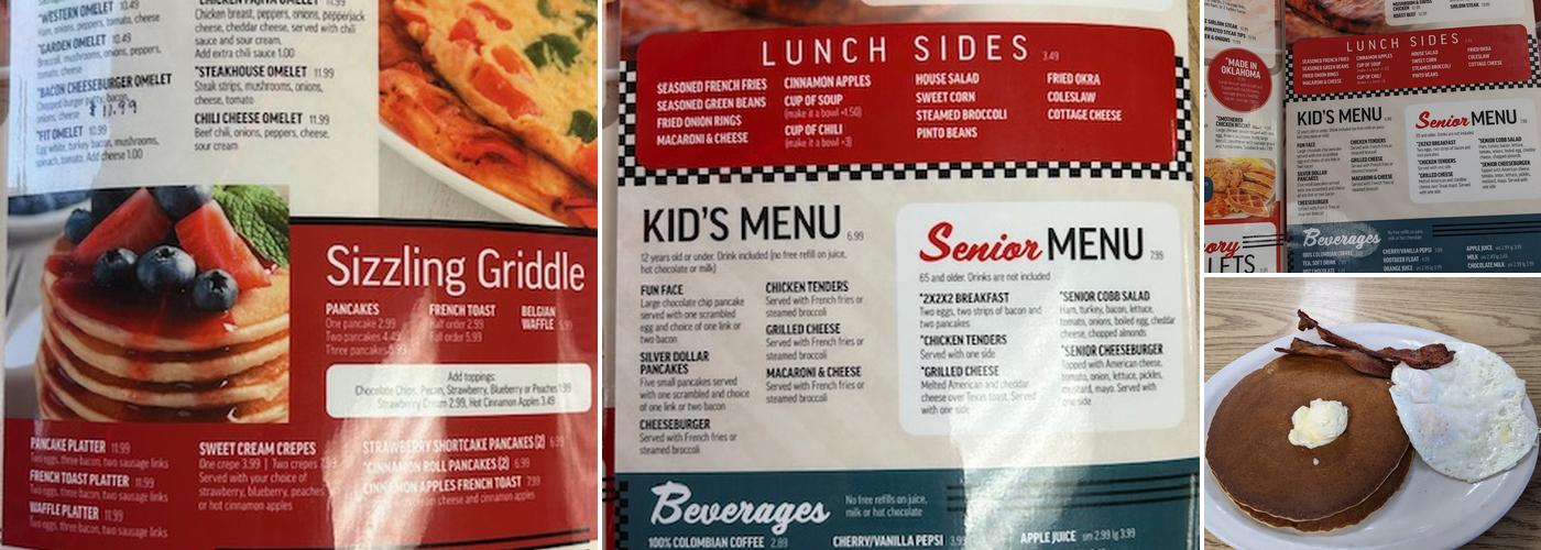 50's diner Menu
