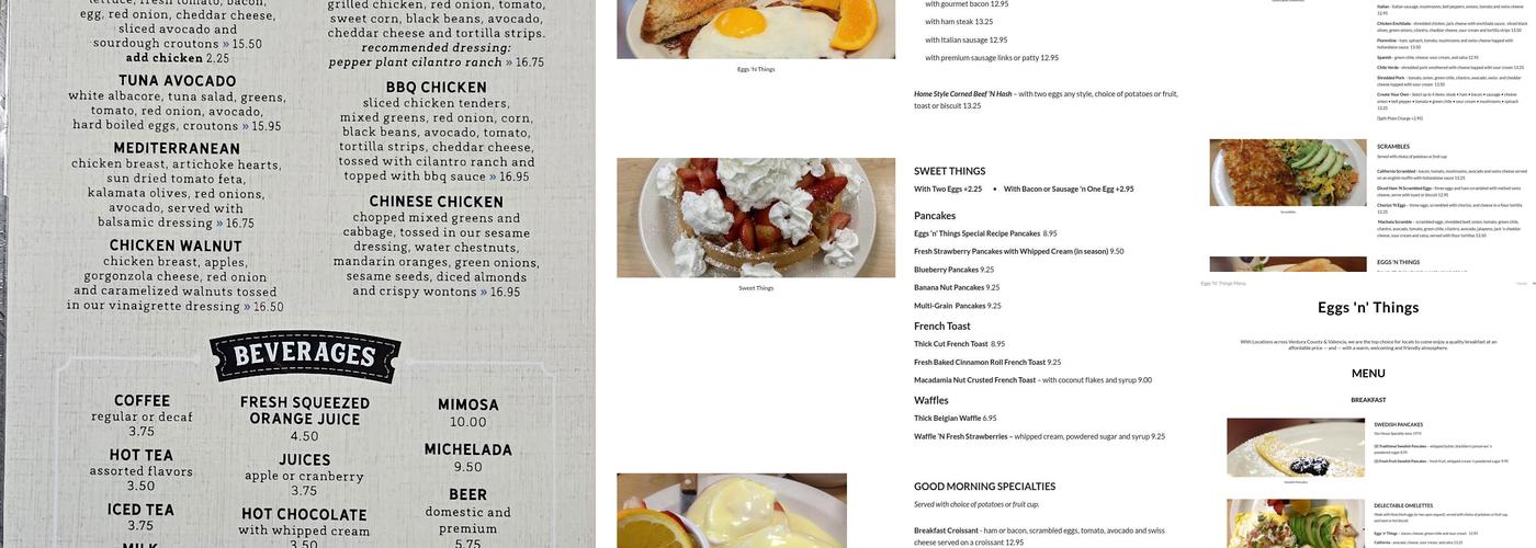 Eggs 'N' Things Menu