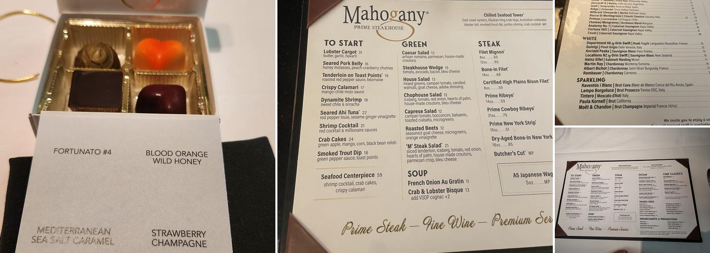 Mahogany Prime Steakhouse Menu