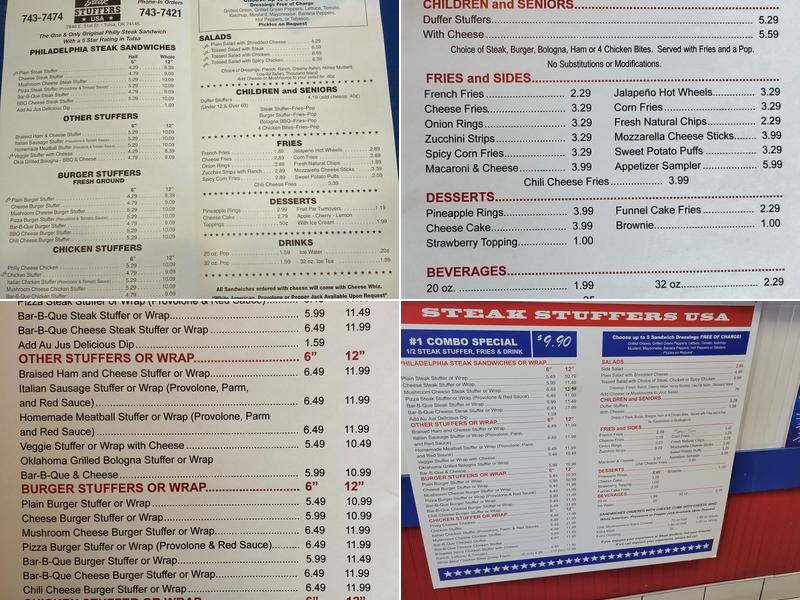 Steak Stuffers USA Menu