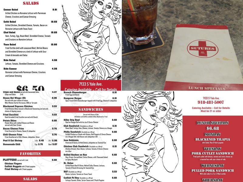 Sutures Bar Tulsa Menu