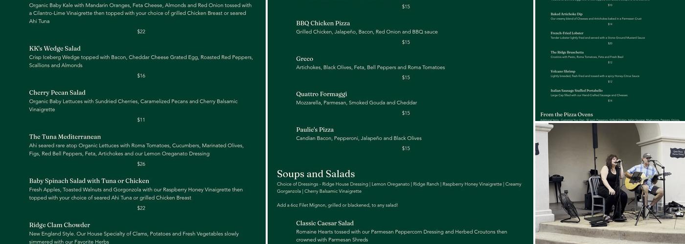Ridge Grill Menu