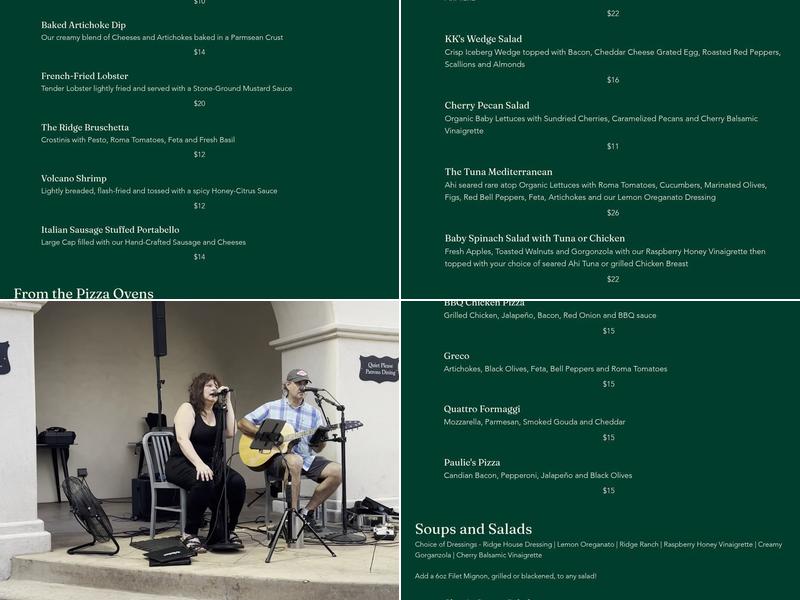 Ridge Grill Menu