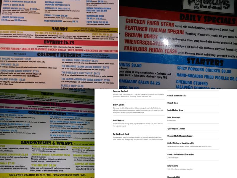 Potbelly's Pub & Grill Menu
