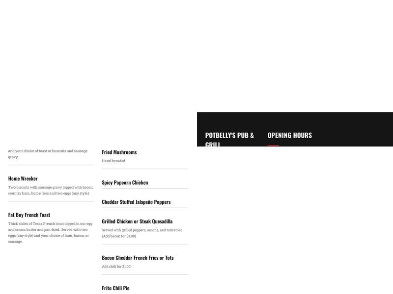 Potbelly's Pub & Grill Menu