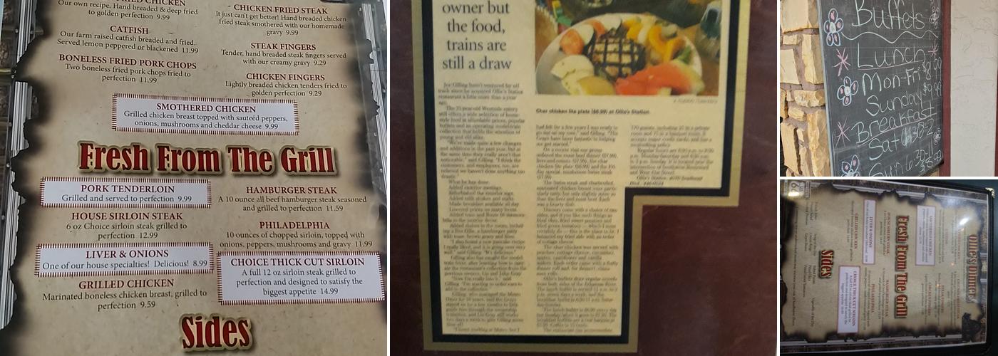 Ollie's Station Menu