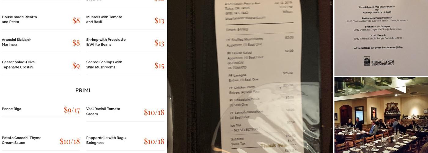 Biga Menu