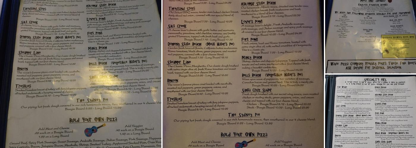 Wave Pizza Co. Menu