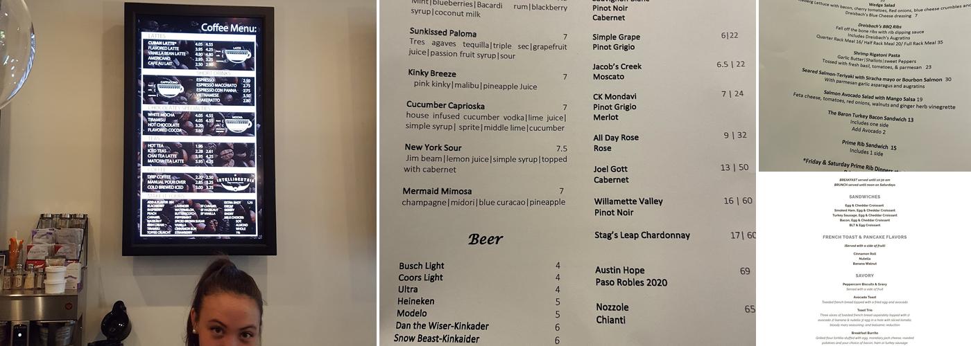 The Chocolate Bar Menu