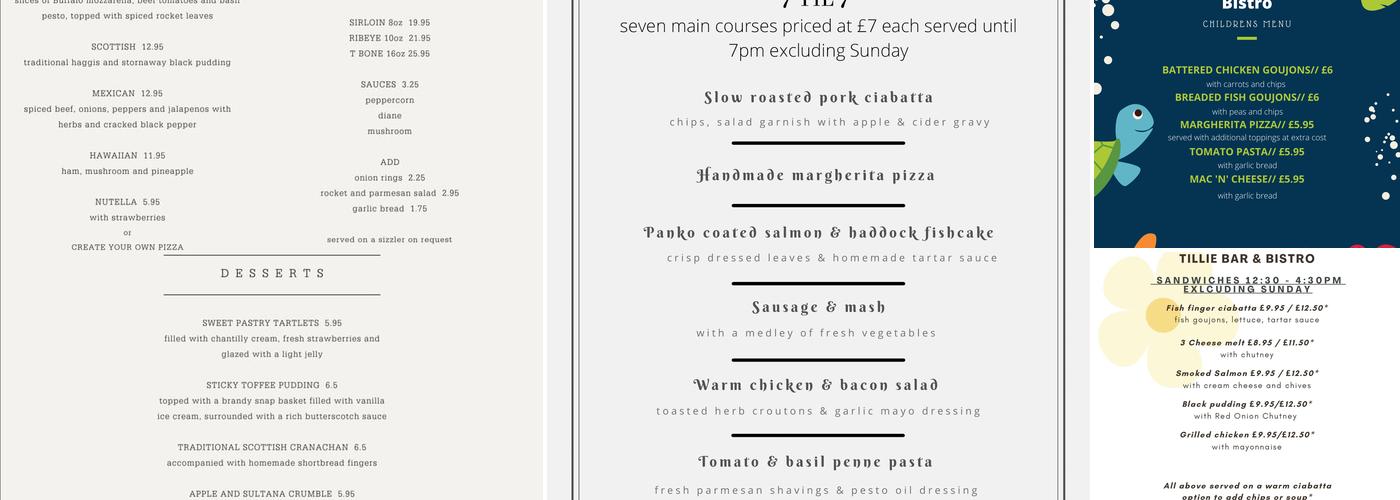 Tillie Bar & Bistro Menu