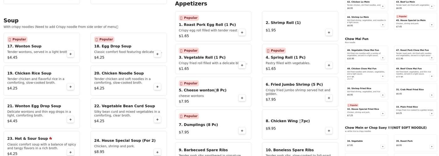 Happy House Menu