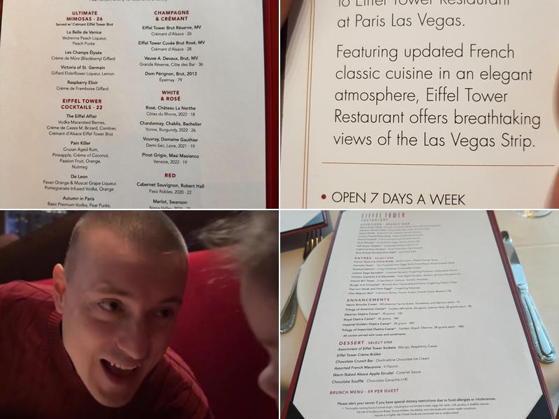 Eiffel Tower Restaurant Menu