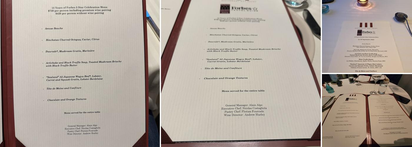 Restaurant Guy Savoy Menu