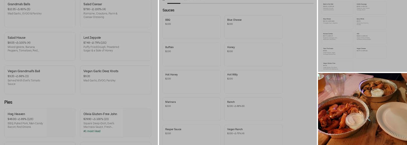 Evel Pie Menu