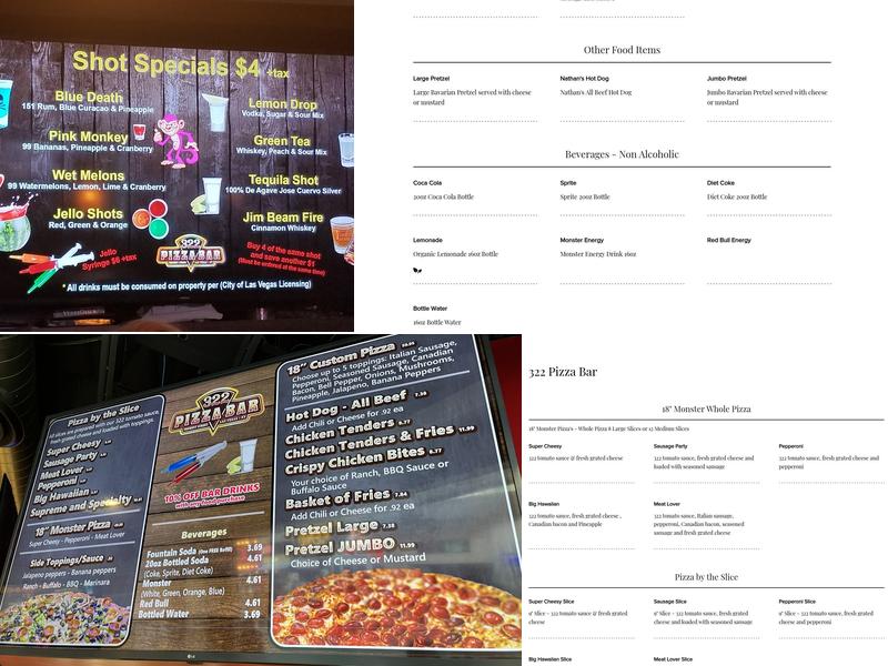 322 Pizza Bar Menu