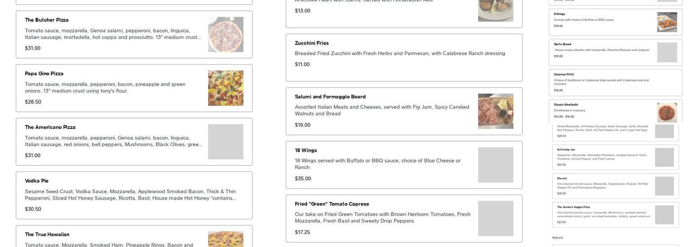 Pizza Rock Menu