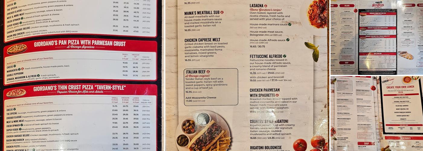 Giordano's Menu