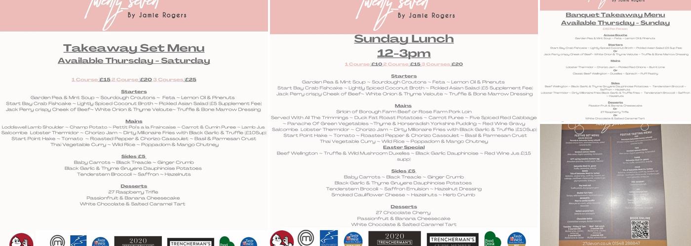 Restaurant Twenty Seven by Jamie Rogers Menu