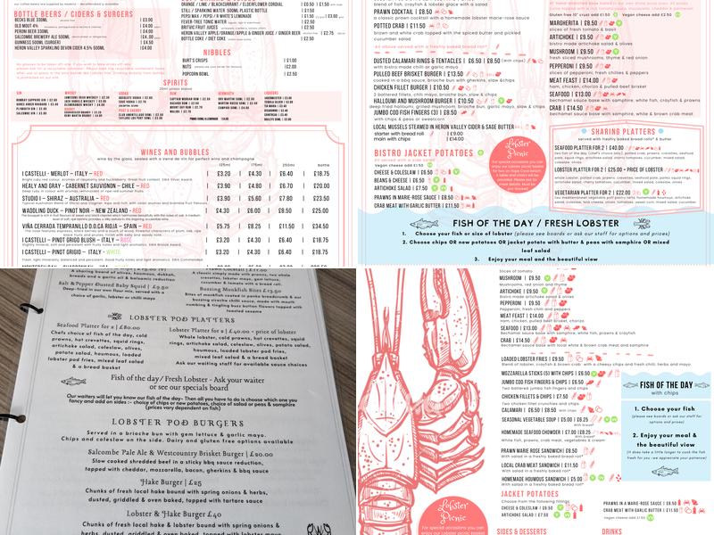 Lobster Pod Bistro Menu