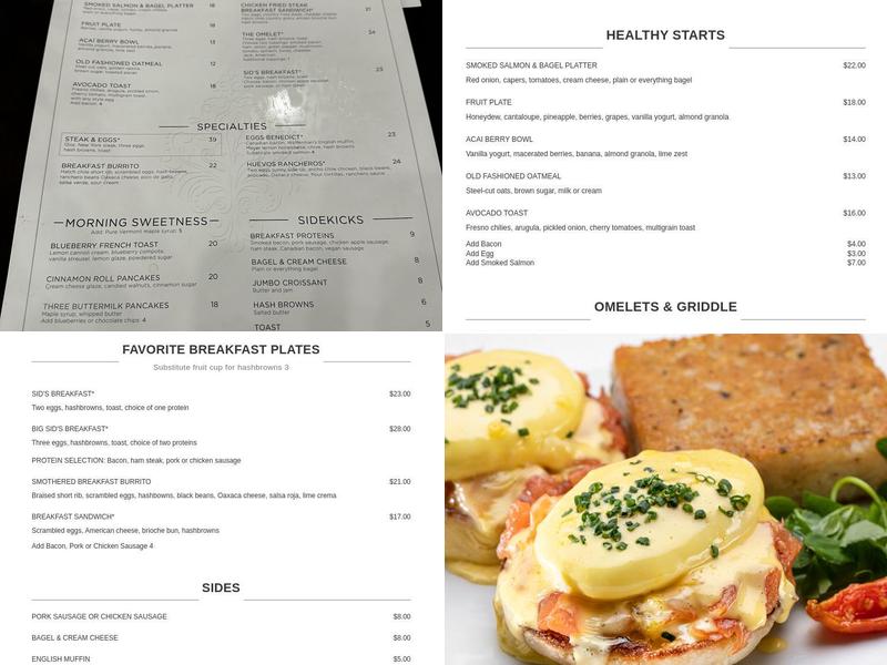 Sid's Café Menu