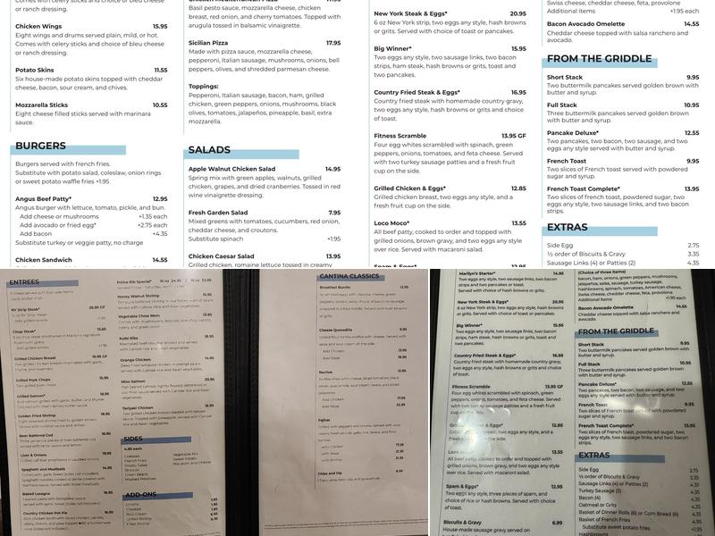 Marilyn's Cafe Menu
