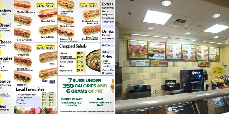 Subway Menu