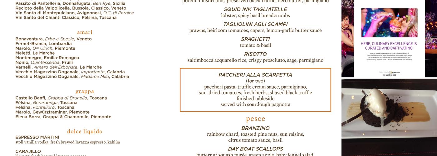 Scarpetta Menu