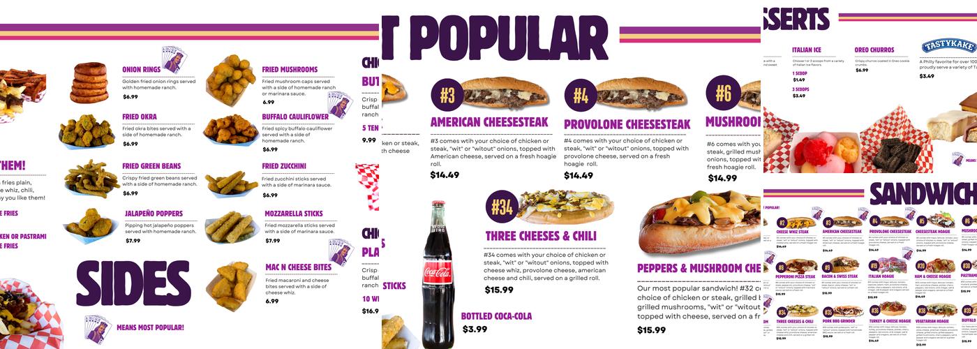 POP'S Philly Steaks Menu