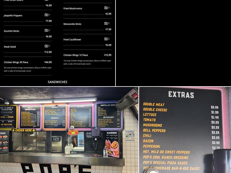 POP'S Philly Steaks Menu