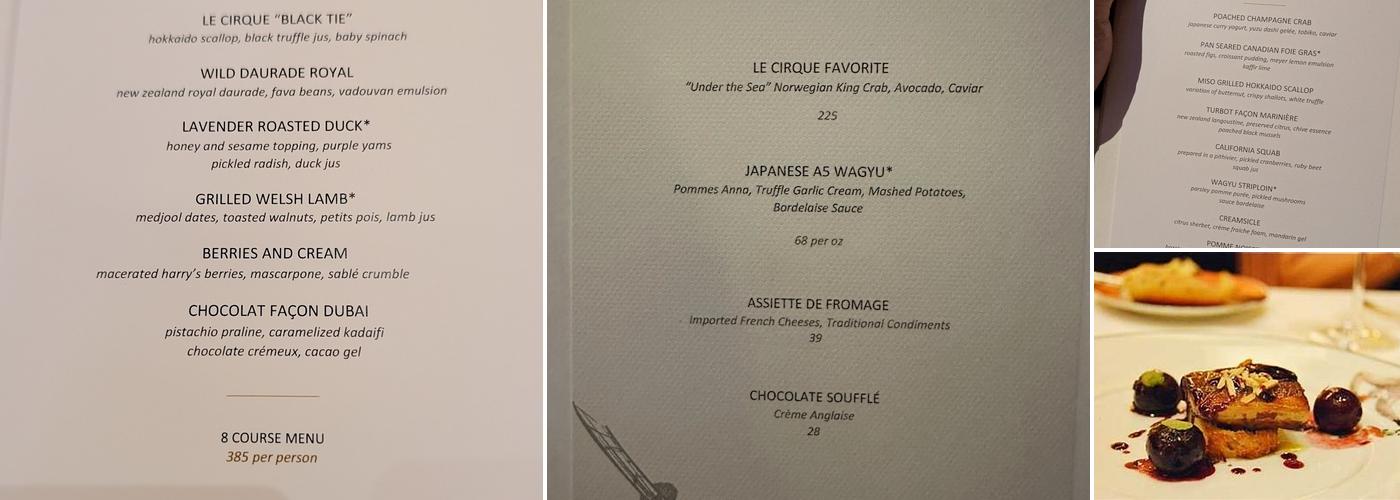 Le Cirque Menu
