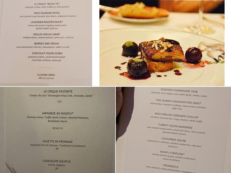 Le Cirque Menu