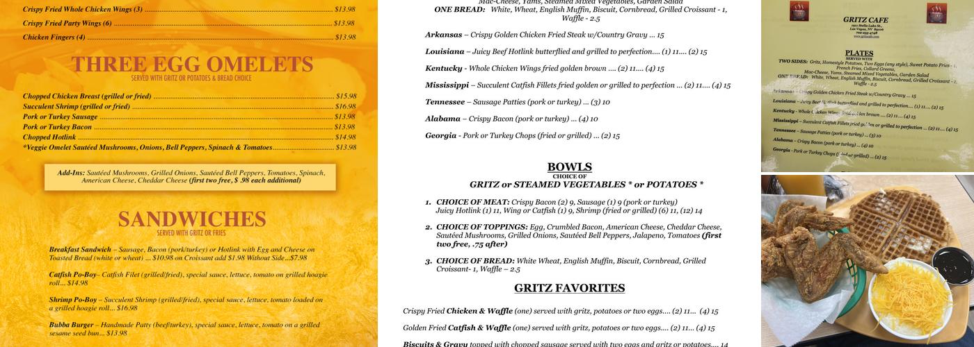 Gritz Cafe Menu