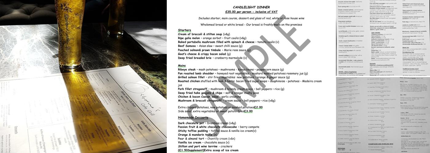 Osborne's Cafe Grill Menu