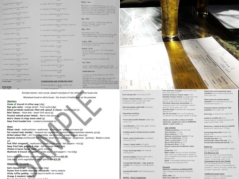 Osborne's Cafe Grill Menu