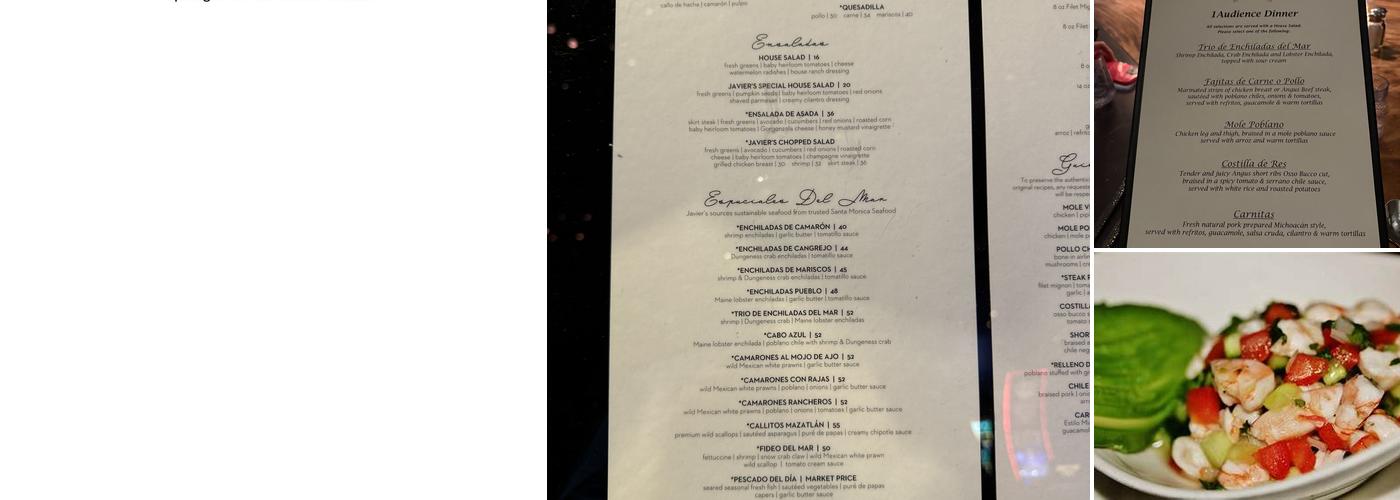 Javier's Menu