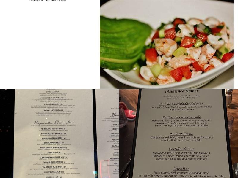 Javier's Menu