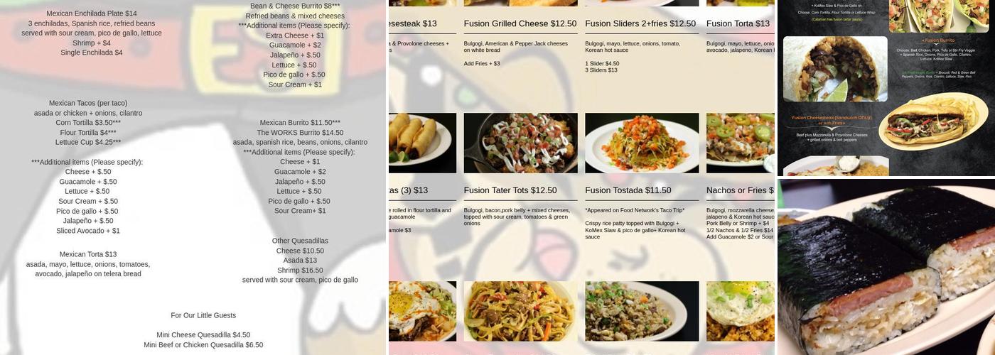 KoMex Fusion Menu
