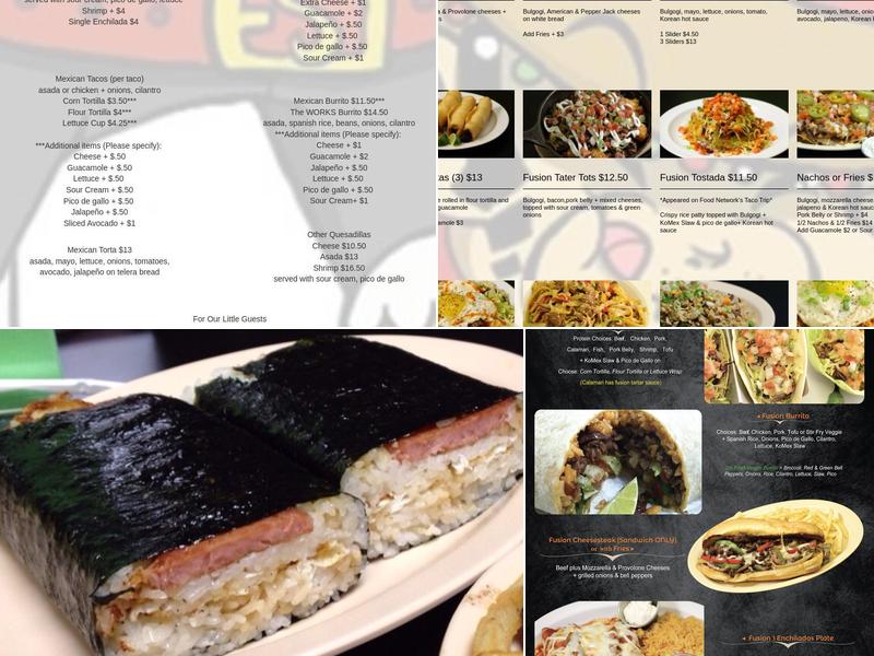 KoMex Fusion Menu