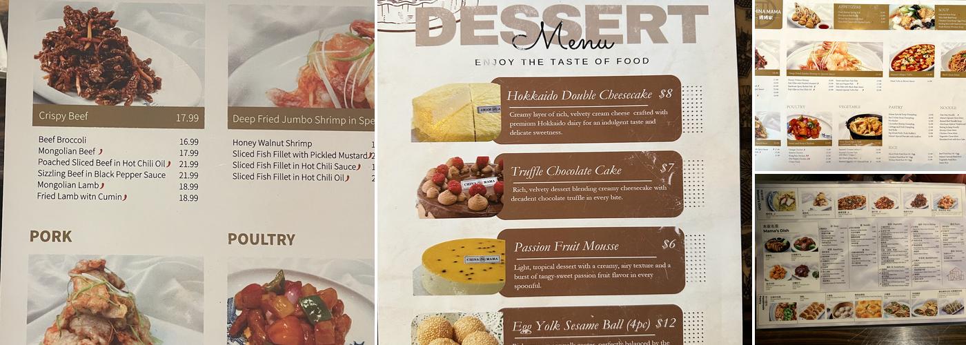 China Mama Restaurant Menu