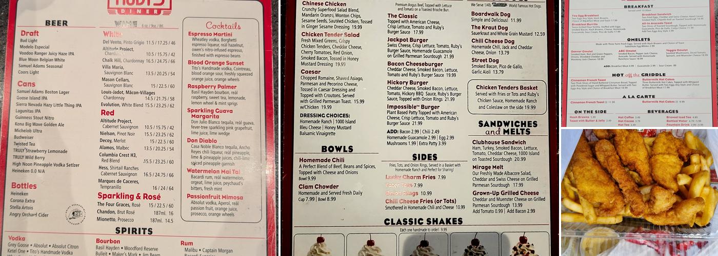 Ruby's Diner Menu