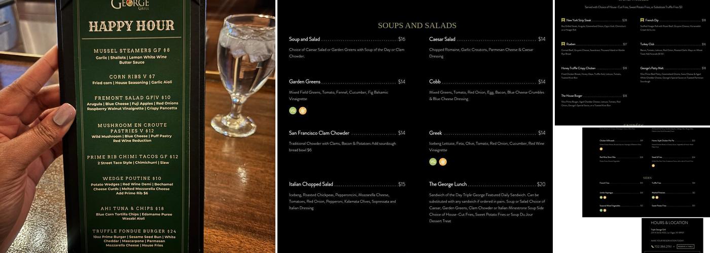 Triple George Grill Menu