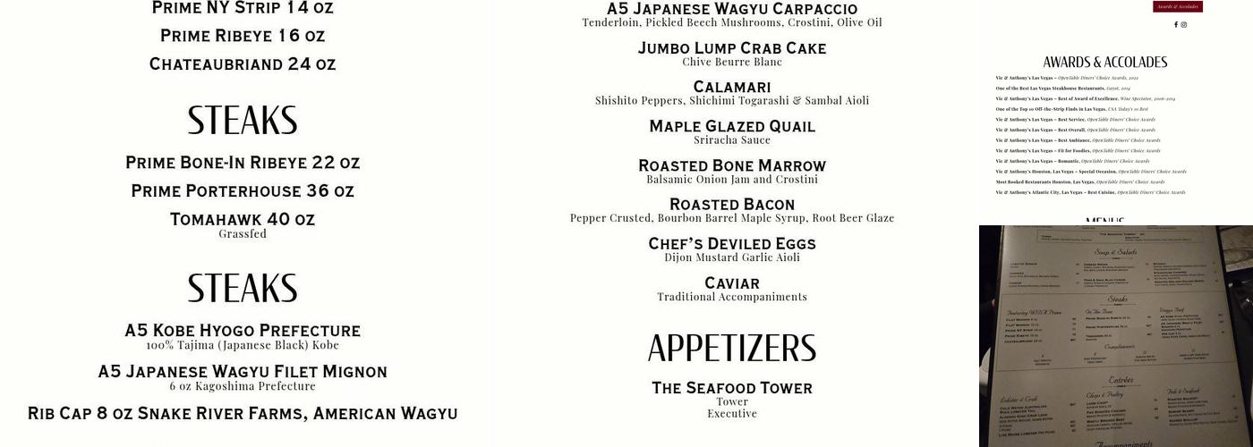 Vic & Anthony's Steakhouse Menu