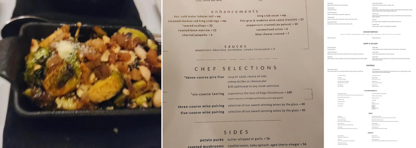 Edge Steakhouse Menu