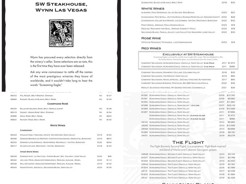 SW Steakhouse Menu
