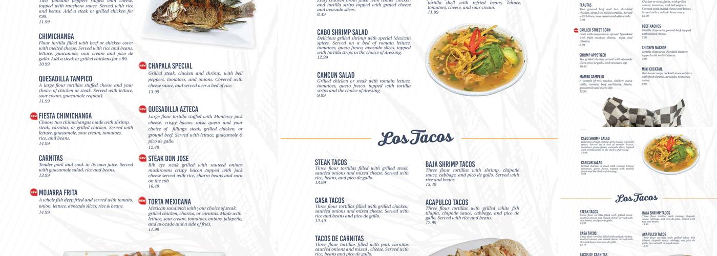 MR MAMBO MEXICAN GRILL & CANTINA Menu