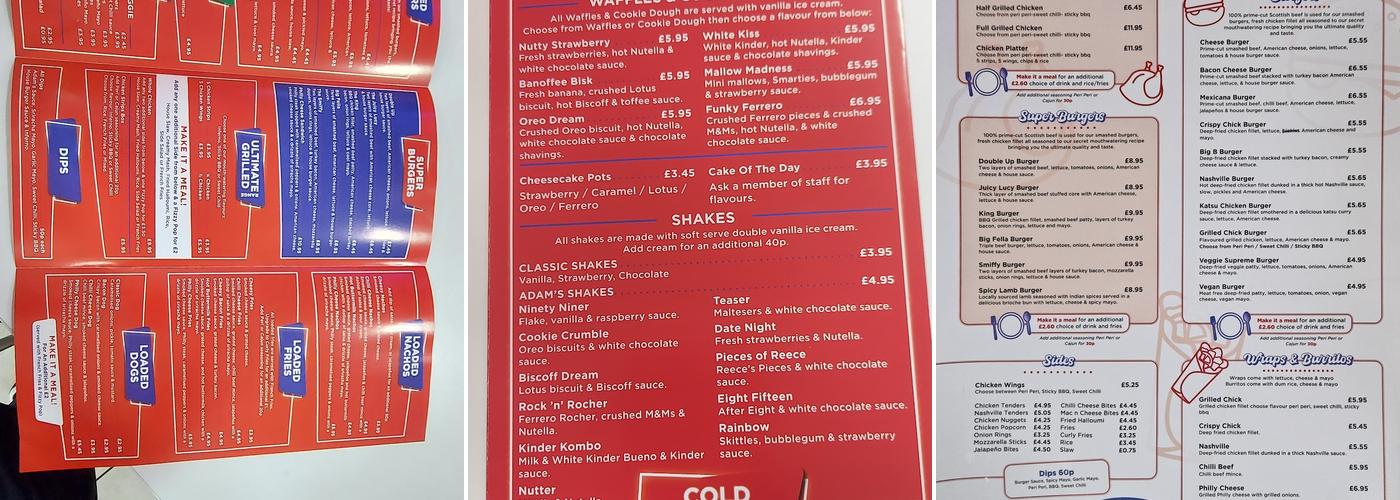 Adam's Diner - Airdrie Menu