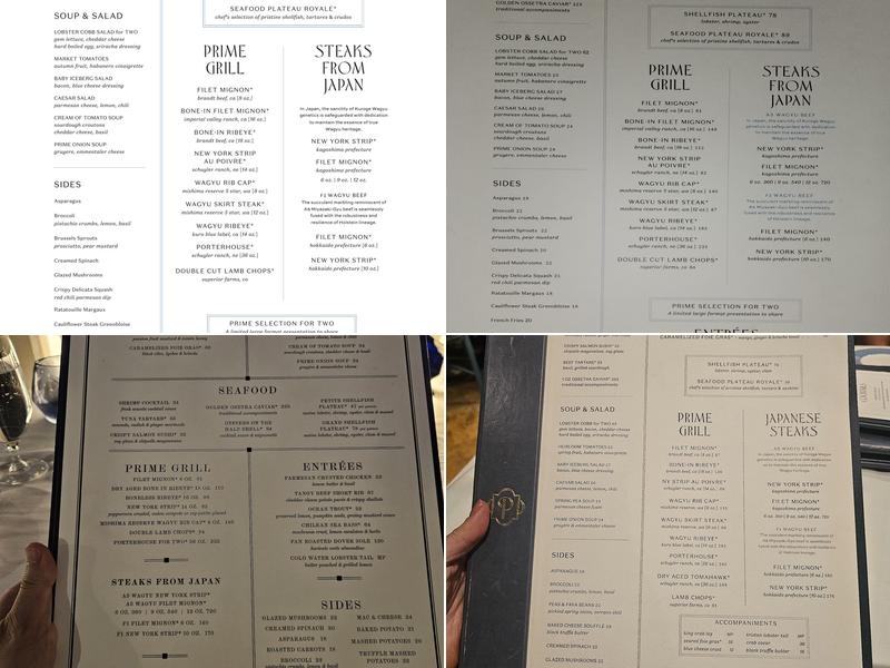 Prime Steakhouse Menu